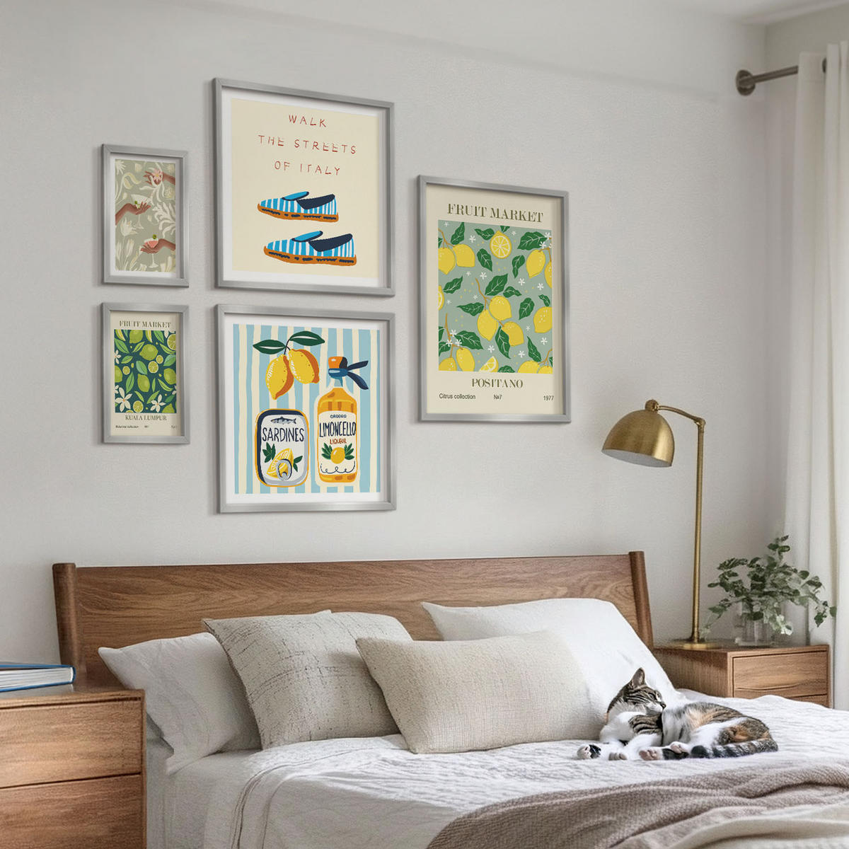 WANDBILDER 5er Set - 50x50 cm & 20x30 cm & 40x60 cm Silberner Rahmen - Zitrusfrüchte der italienischen Tropen - Silberfarben, Kunststoff (40/60cm) - ArtPrintCave