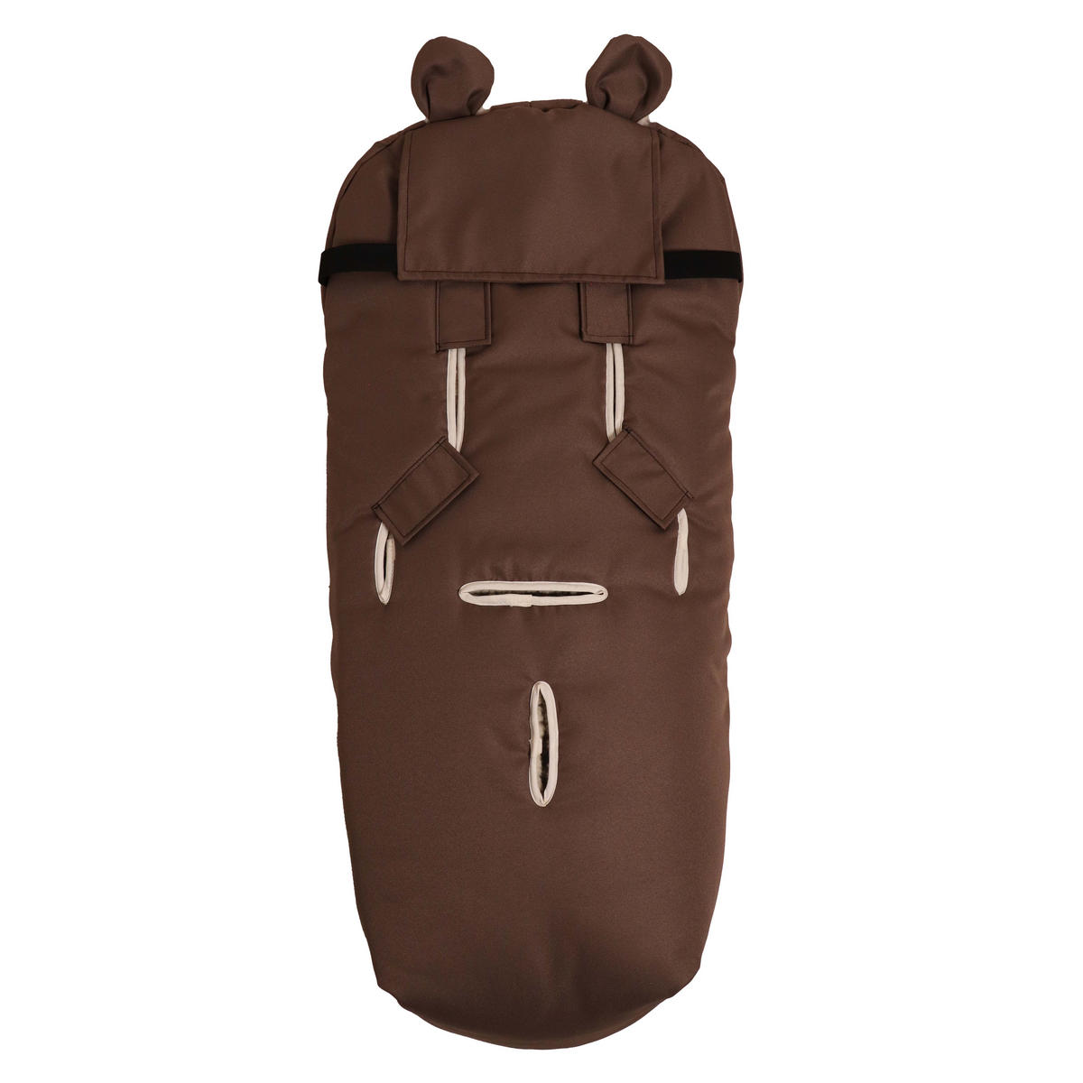 KINDERWAGENFUSSSACK XL EARS WOOL, caribou - Braun, Naturmaterialien (43/93cm) - Kaiserbaby