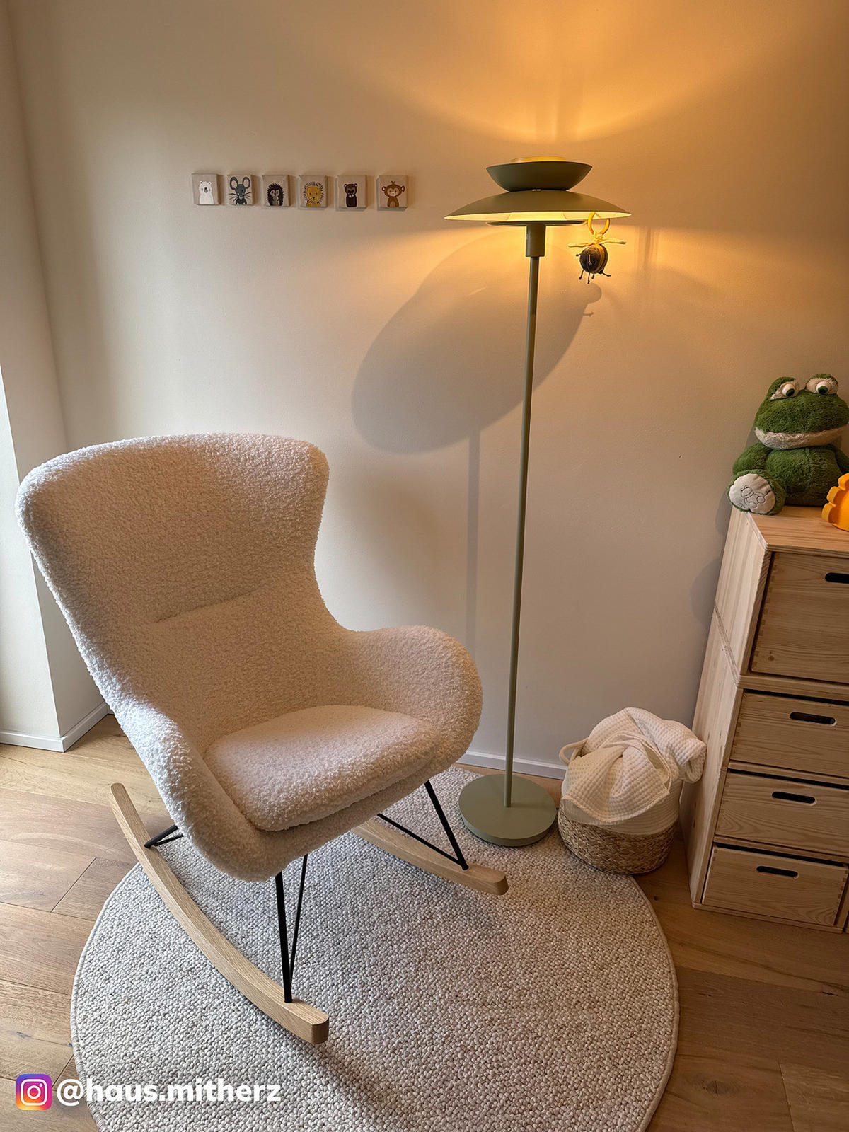 SCHAUKELSTUHL - Teddystoff - Hellbraun/Weiß, Holz/Textil (76/103/100cm) - home24