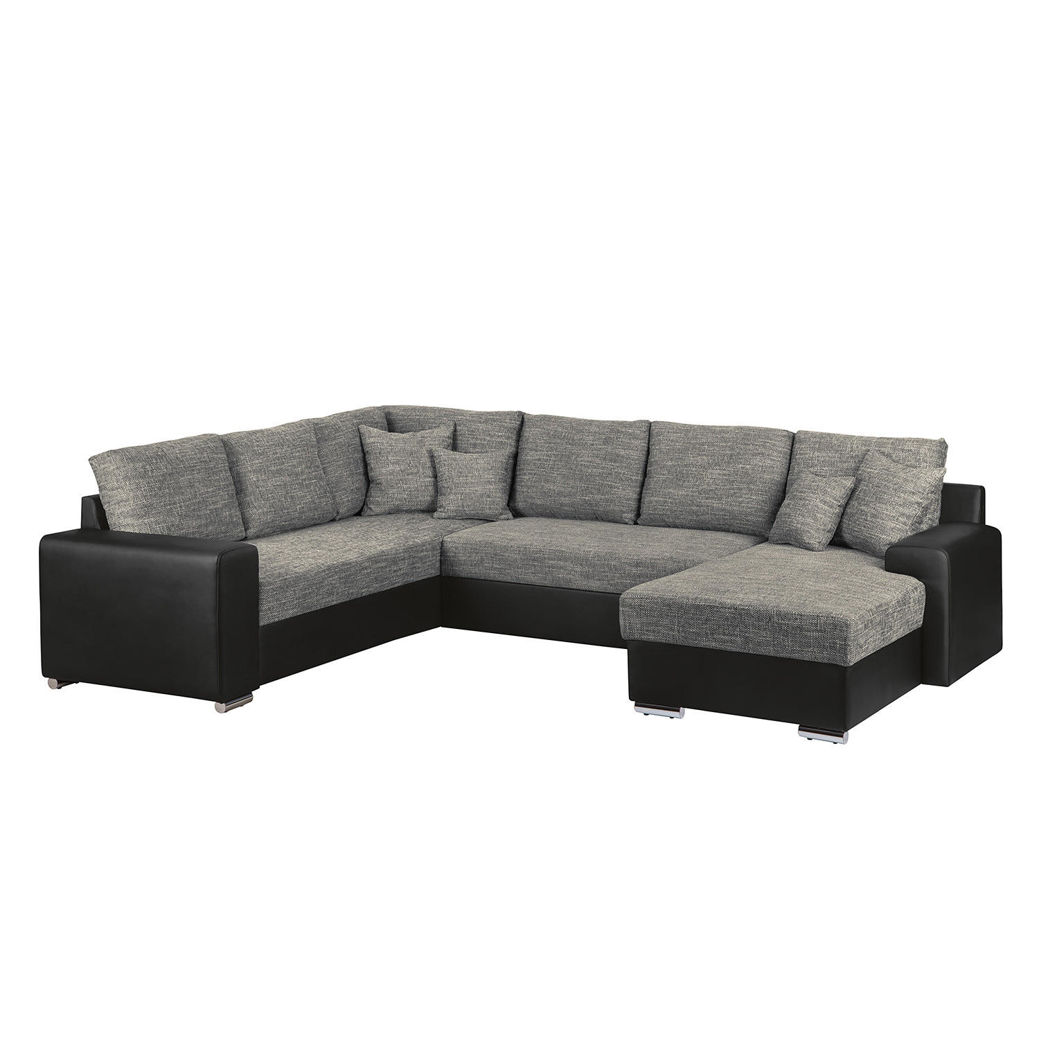 WOHNLANDSCHAFT mit Schlaffunktion - Longchair, Kunstleder / Strukturstoff - Grau, Kunststoff (300/87/235cm) - home24