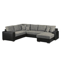 WOHNLANDSCHAFT mit Schlaffunktion - Longchair, Kunstleder / Strukturstoff - Grau, Kunststoff (300/87/235cm) - home24