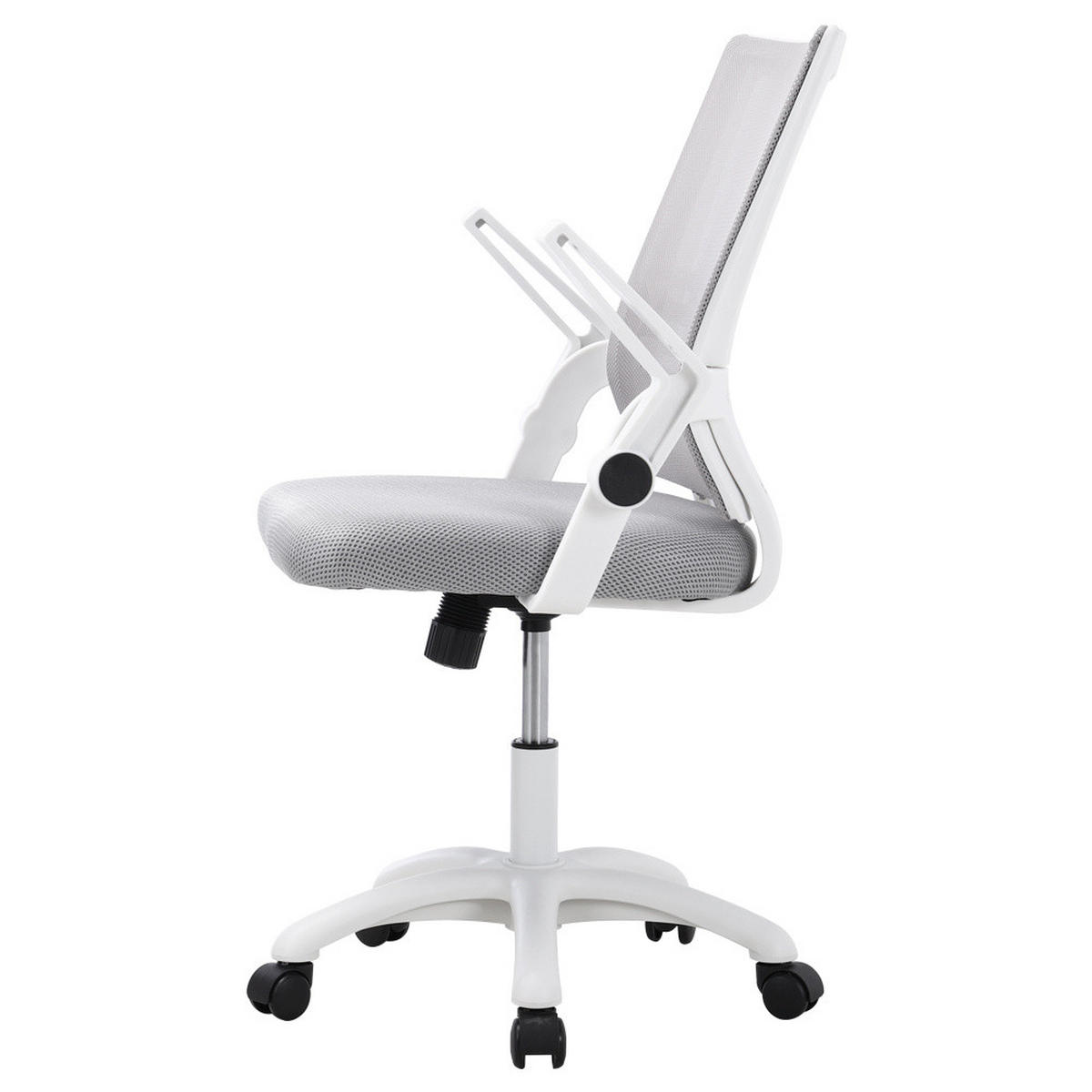 BÜROSTUHL Höhenverstellbar 360°-Drehbar Armlehnen Rollen Grau - Weiß/Grau, Kunststoff (60/101/45cm) - Livingandhome