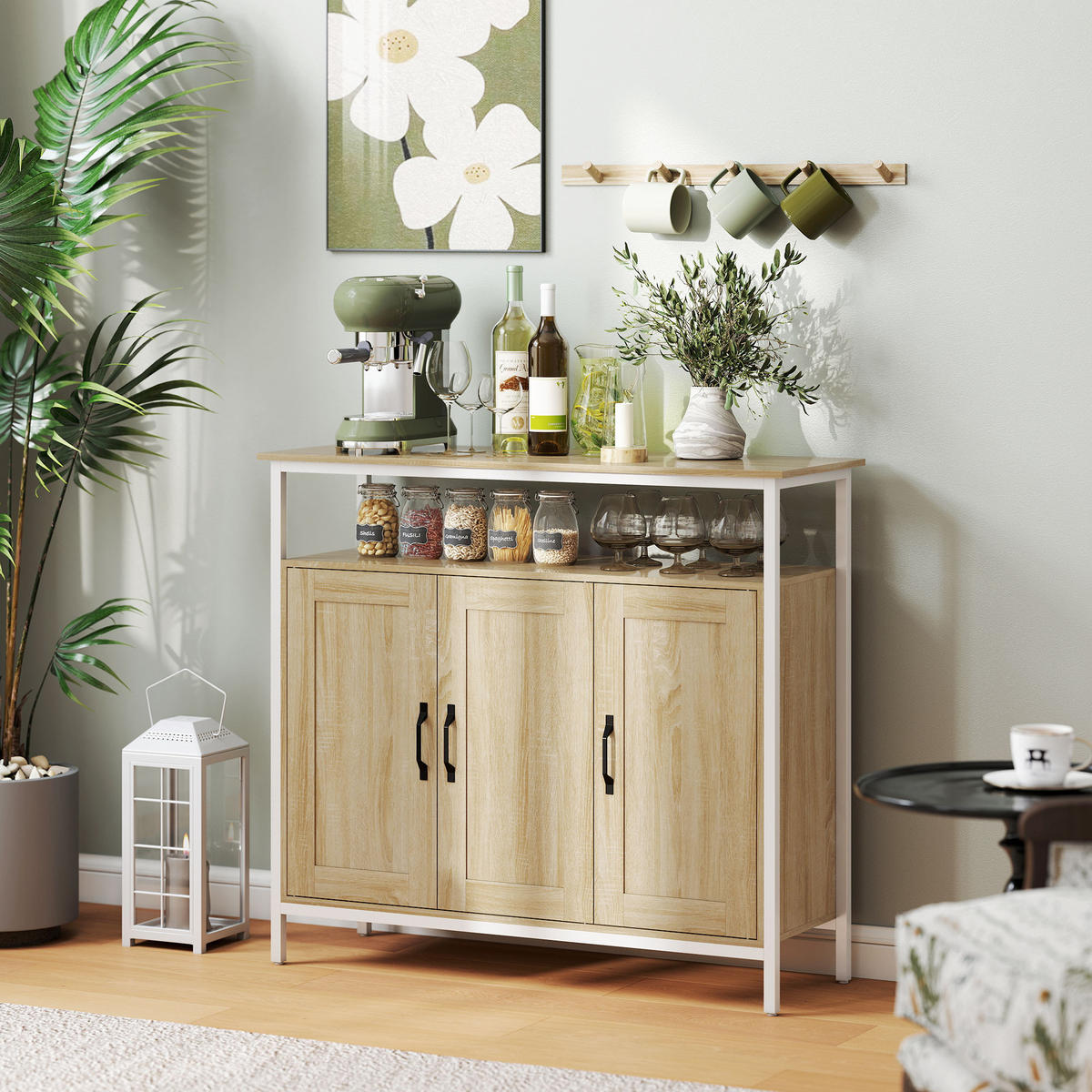 SIDEBOARD DE-11207 3 Türen Naturholz - Naturfarben, Holzwerkstoff (100/88/35cm) - ComfortXL