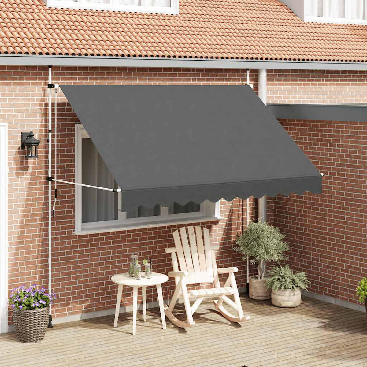 MARKISE Einziehbare Handbetrieben 300 Cm Anthrazit - Anthrazit, Textil (120/300cm) - vidaXL