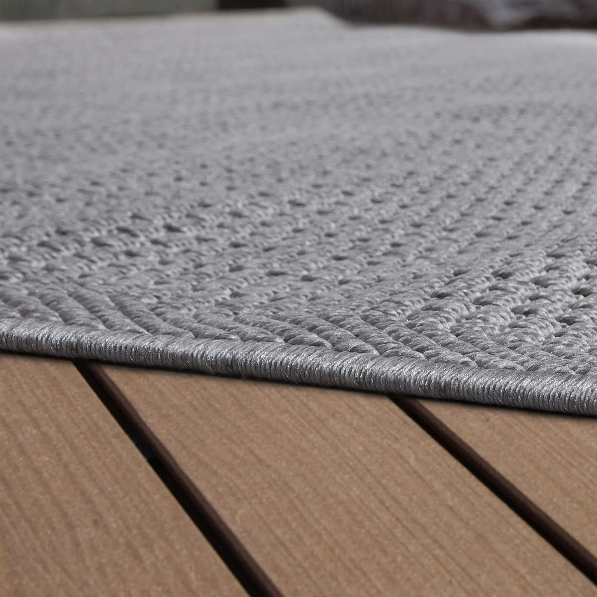 OUTDOOR Teppich Natur Balkon, Terrasse schmutzabweisend Grau Rechteckig 200x350 - Grau, Textil (200/350cm) - KADIMA DESIGN