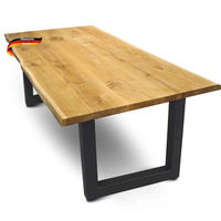 ESSTISCH Massivholz mit Baumkante RAGNAR 200x100 cm Eichenholz U-Tie Gestell - Braun, Holz/Metall (100/200/76cm) - DELUKE