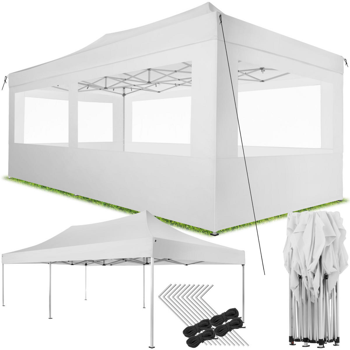 PAVILLON Viola,inklusive Spannseile, Heringe und Tragetasche,weiß - Weiß, Kunststoff (300/280/600cm) - tectake