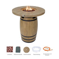 FEUERTISCH LAFITE Bartische aus GF-Beton - 2-tlg. Set inkl. Glasumrandung - Naturfarben, Naturmaterialien (122/110/122cm) - Elementi