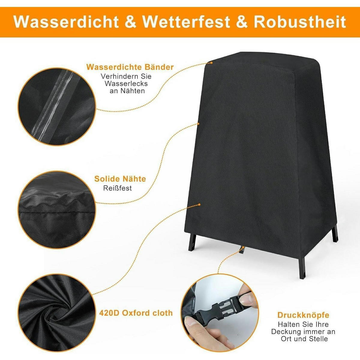 ABDECKUNG für Pizzaofen mit Ständer Schwarz - Schwarz, Kunststoff (66/127/83cm)
