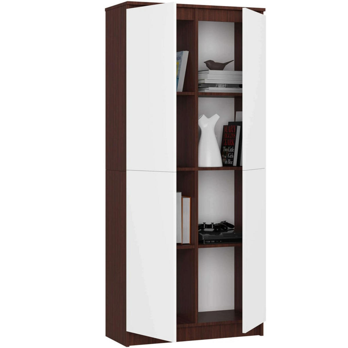 STANDREGAL Dunkelbraun, Weiß 180/80/35 - Dunkelbraun/Weiß, Holzwerkstoff (80/180/35cm) - RAUMHIRSCH FURNITURE