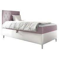 BOXBETT Filip Junior 1, Seite zum Öffnen des Bettkastens: Links - H3 - Weiß/Rosa, Holz (90/200cm) - MIRJAN24