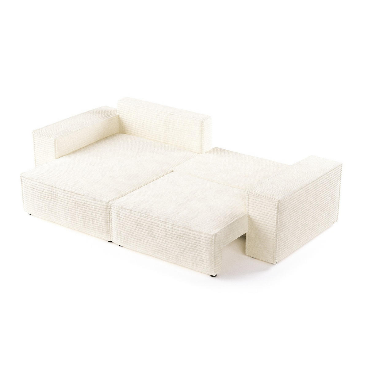ROHOVÁ SEDAČKA CAVO, textil, Krémová - černá/krémová, dřevo/kompozitní dřevo (255/148cm) - AltaBeds