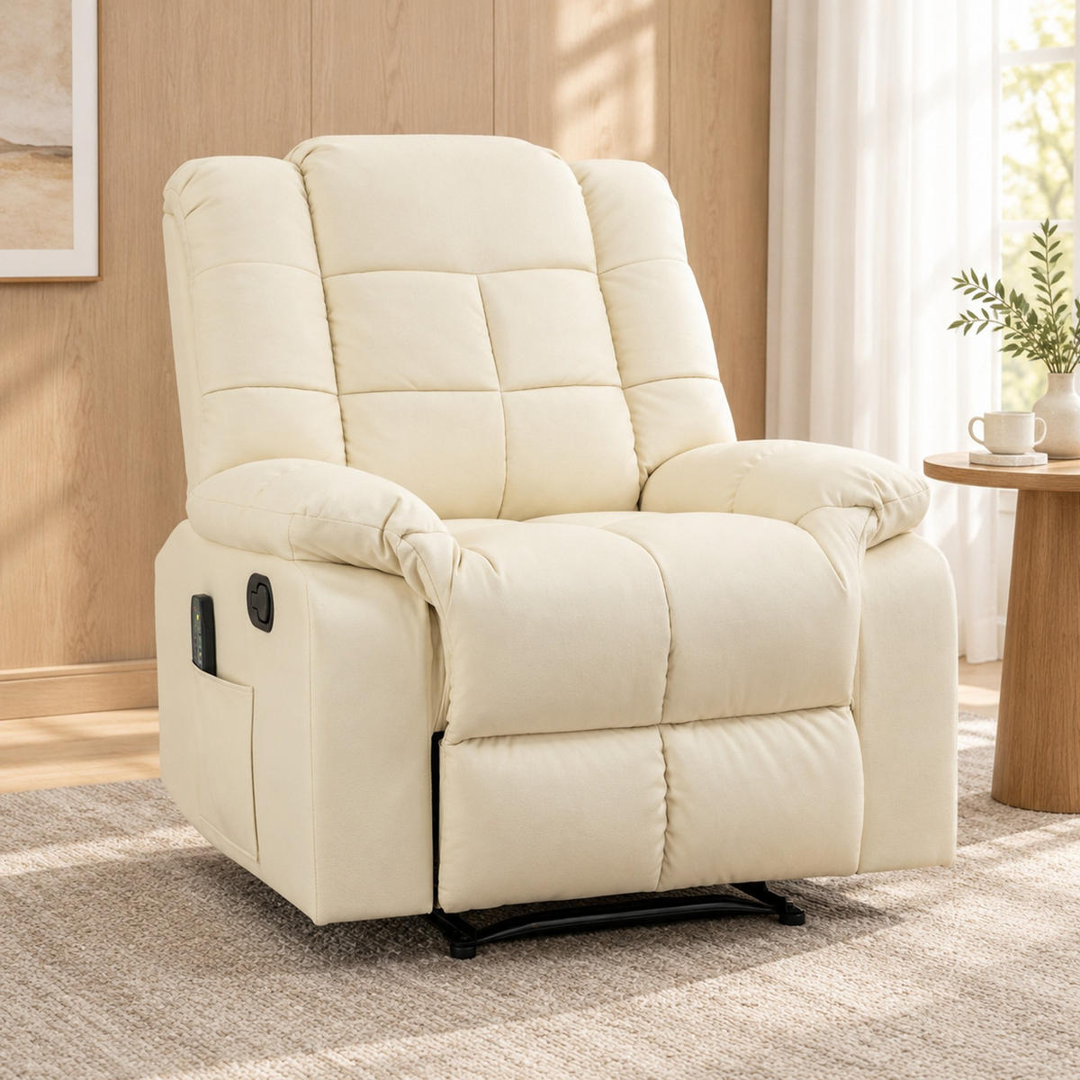 MASSAGESESSEL in Cremeweiß 99x94x99 cm mit 8-Punkt-Massage und verstellbarer Rückenlehne - Creme, Kunststoff (94/99/99cm) - IVMEU