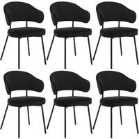 ESSZIMMERSTUHL 6er Set, Metallbeinen, gepolstert, Samt - Schwarz, Textil/Metall (50/83.5/43cm) - Woltu