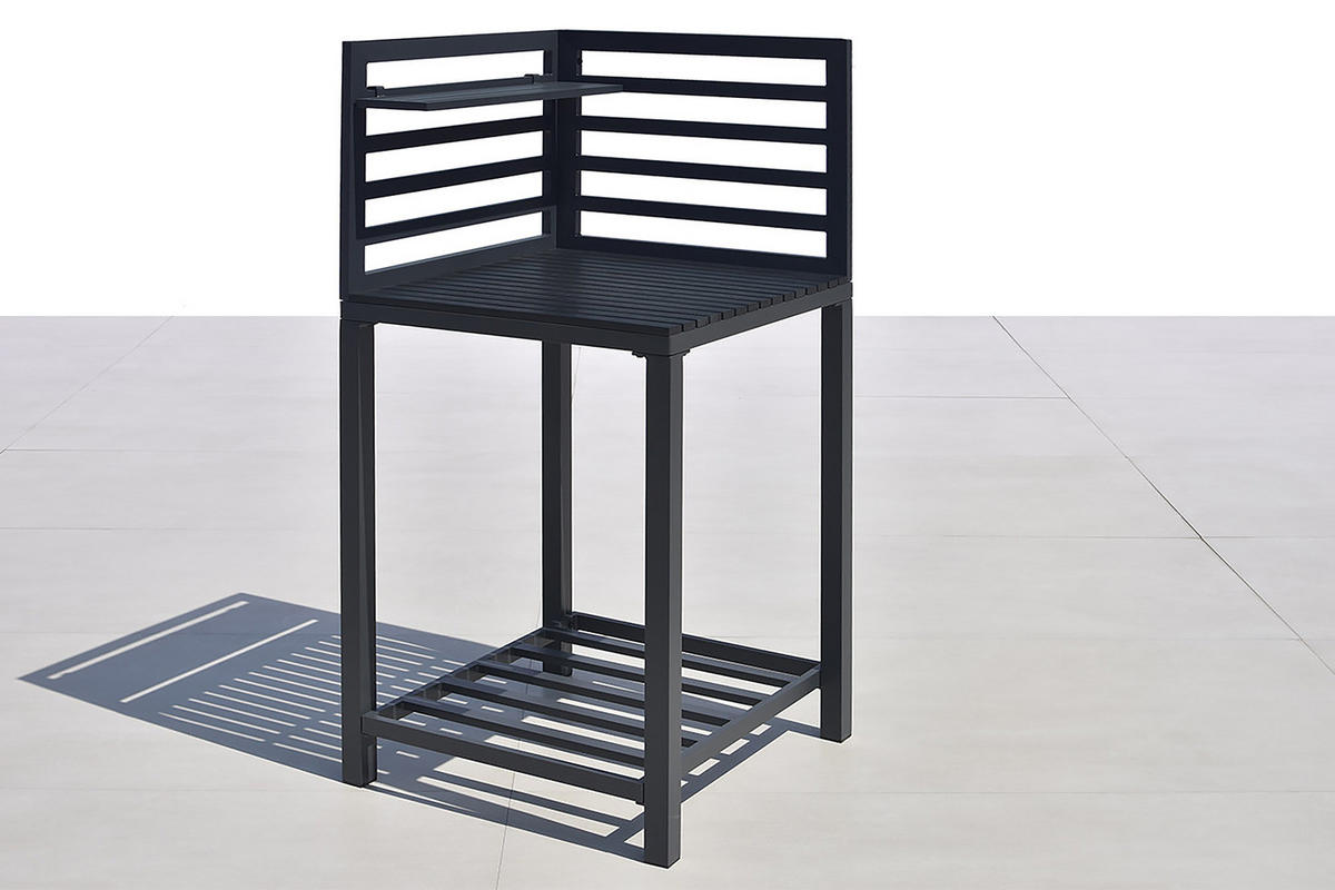 GARTENKÜCHENECKTISCH - Aluminium / Kunststoff - Schwarz - Schwarz, Kunststoff/Metall (62/60/127cm) - home24