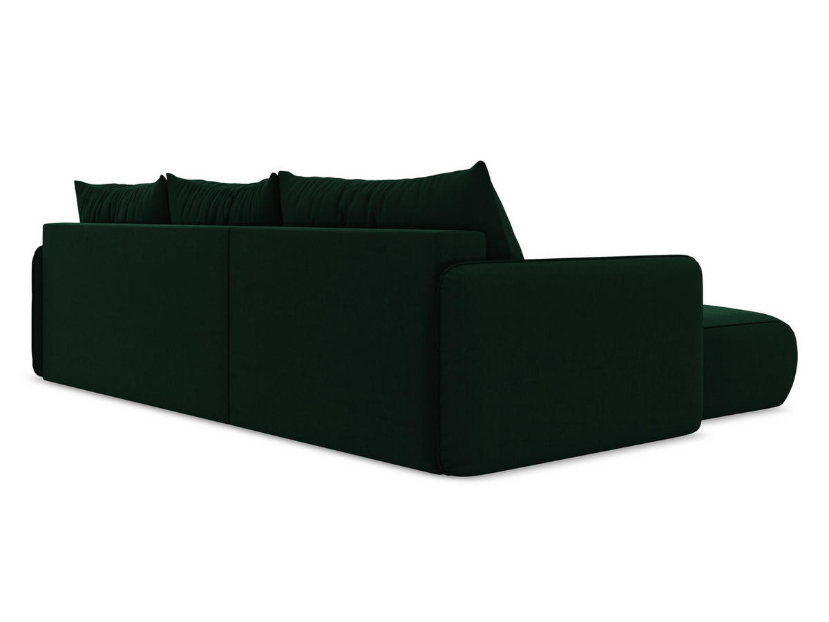 ECKSOFA mit Schlaffunktion Samt Stoff Grün - Dunkelgrün/Schwarz, Kunststoff/Textil (148/240cm) - Makamii