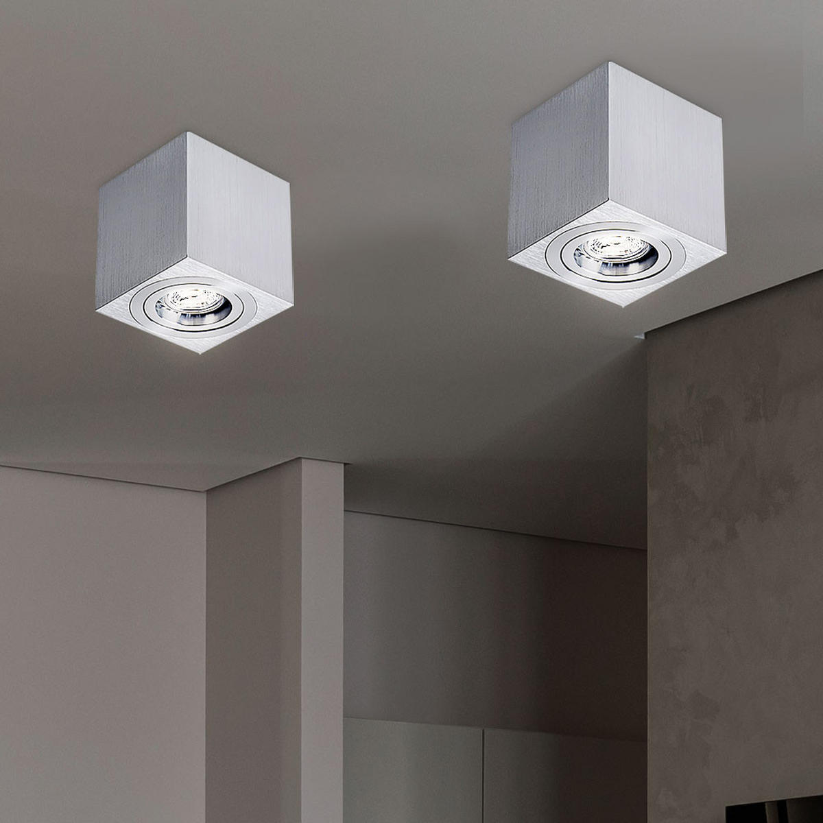 LED DECKEN SPOT DUCE Silber - Silberfarben, Metall (8/8/8.2cm)