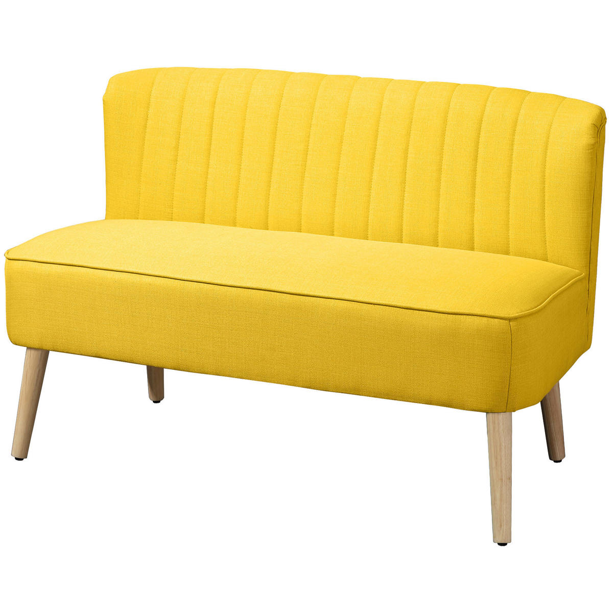 2-SITZER-SOFA DE-06573 weiche Polsterung, pflegeleichter Bezug, bis 220 kg Gelb - Gelb, Holz/Textil (117/77/56.5cm) - ComfortXL