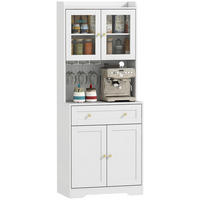 HIGHBOARD DE-08690 mit Arbeitsfläche & Weinglashalter Weiß - Weiß, Holzwerkstoff (38/170/68cm) - ComfortXL
