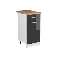 SPÜLENUNTERSCHRANK R-Line, Anthrazit Hochglanz/Weiß, 40 cm Arbeitsplatte Goldkraft Eiche - Anthrazit/Weiß, Holzwerkstoff (40/81.6/60cm) - Vicco