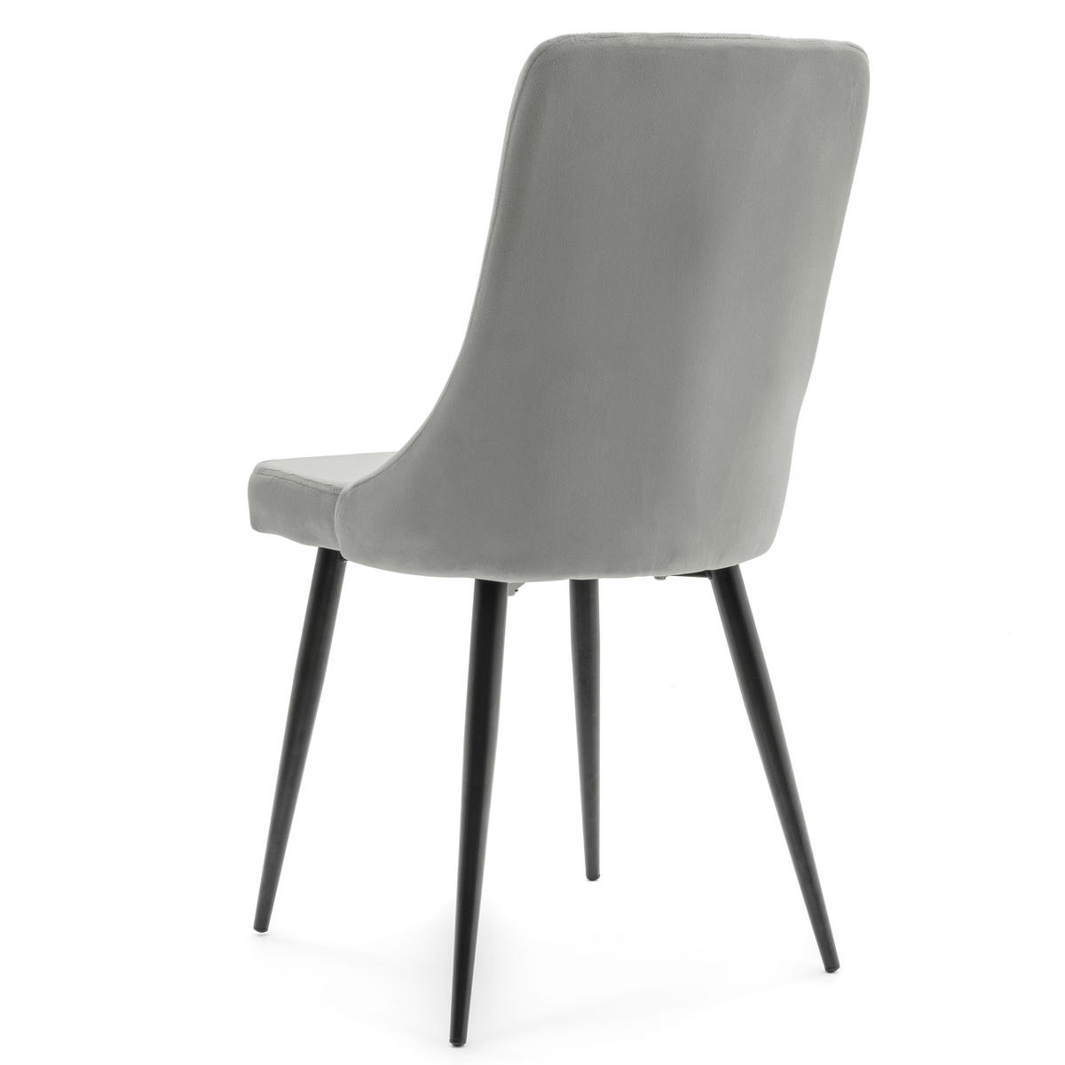 STUHL CAREN gepolstert mit Steppung - hell grau - Samt Velours - Hellgrau/Schwarz, Metall (50/94/65cm) - NEW HOME