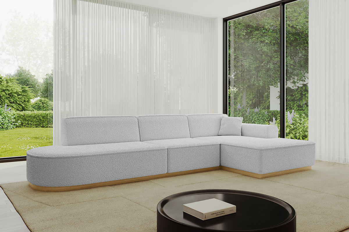 ECKSOFA Ottomane Rechts IREA-L2-v2 - 327x165x80 cm Hellgrau - Hellgrau, Holzwerkstoff/Textil (327/165cm) - ALTDECOR