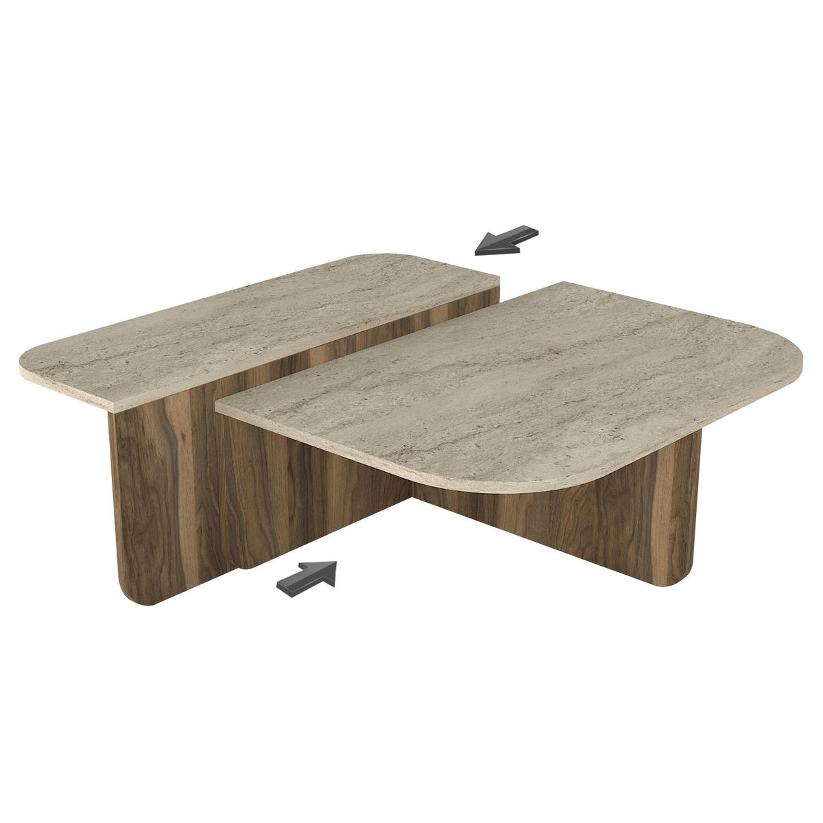 COUCHTISCH Luxe Beige Travertin Optik Braun 90x90 cm - Beige/Braun, Holzwerkstoff (90/90/33cm) - moebel17