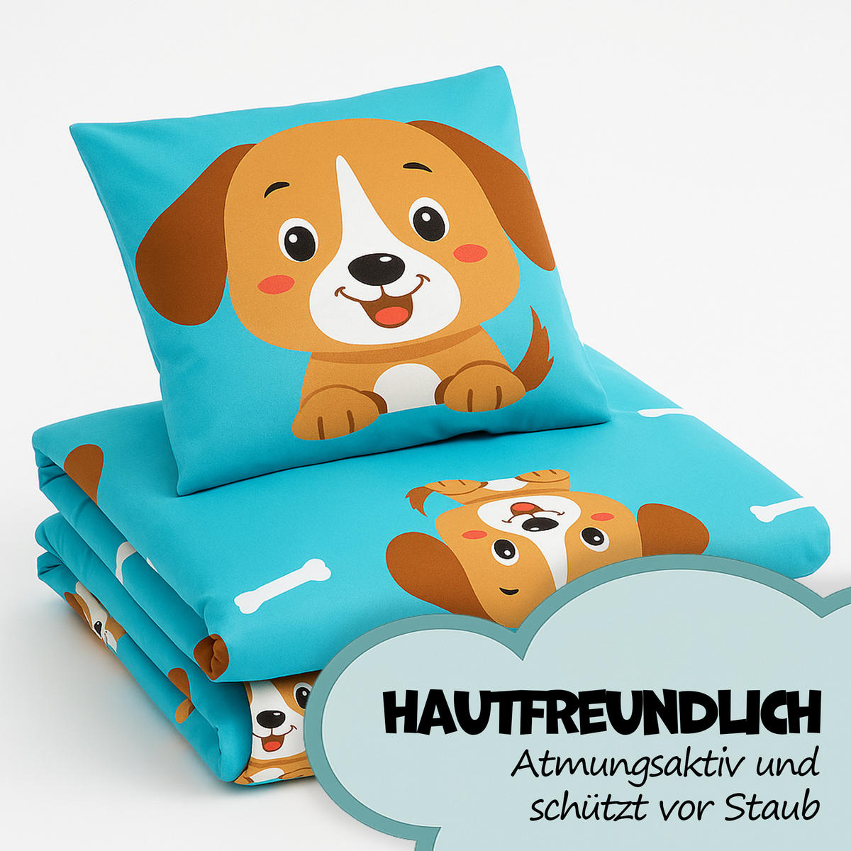 BETTWÄSCHE 2 tlg. mit Motiv 135x200 cm Hund - Blau, Textil (135/200cm) - Bestlivings