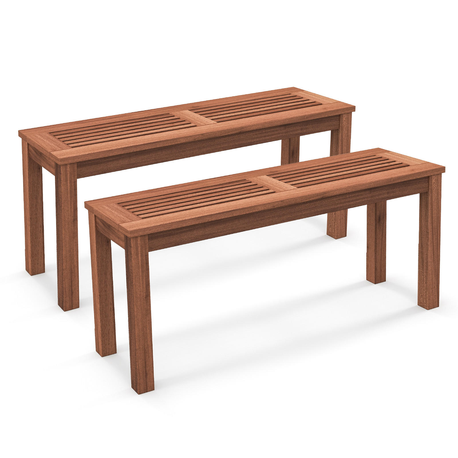 HOLZBANK für die Terrasse Natur(2er-Set) - Braun, Holz (100/47/30.5cm) - COSTWAY