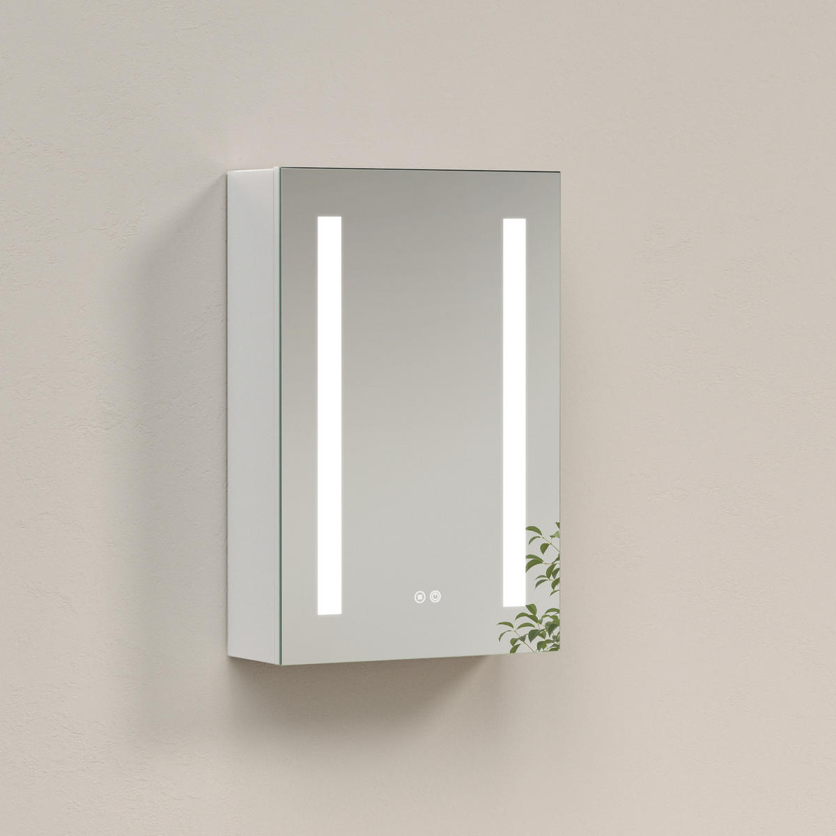 SPIEGELSCHRANK mit Beleuchtung silberweiß 60/40/14,5 - Silberfarben, Metall (40/60/14.5cm) - EMKE