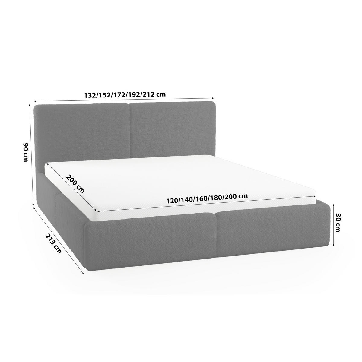 POLSTERBETT Riberia Slim 200x200 cm, Schwarz - Schwarz, Textil (200/200cm) - Fedve