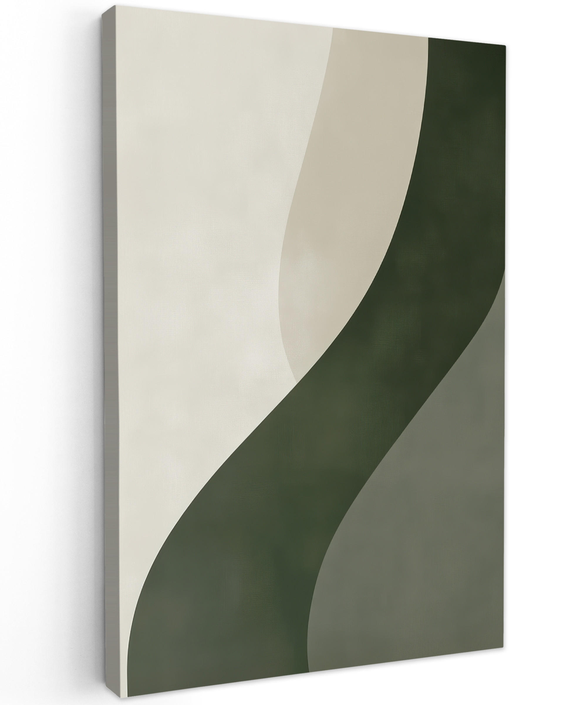 LEINWANDBILD Japandi - Grün - Abstrakt - Modern 90x140 cm - Salbeigrün, Textil (90/140cm) - MuchoWow