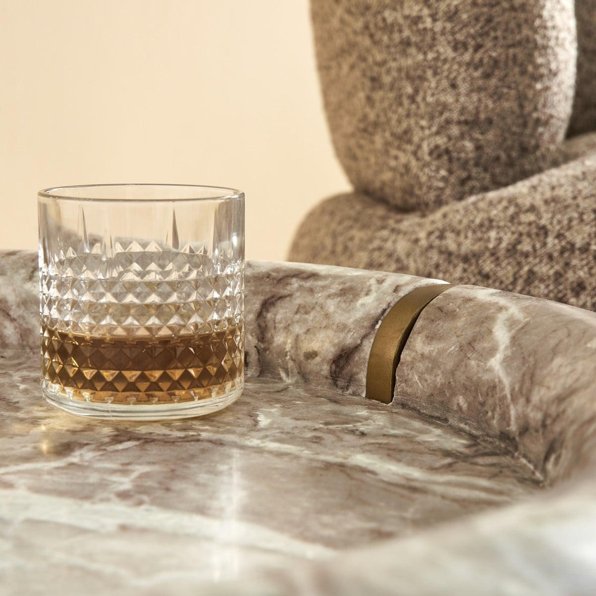 COUCHTISCH KLEIN marmor metall 60/60/40 cm - Beige, Naturmaterialien (15/60/40cm) - Signature