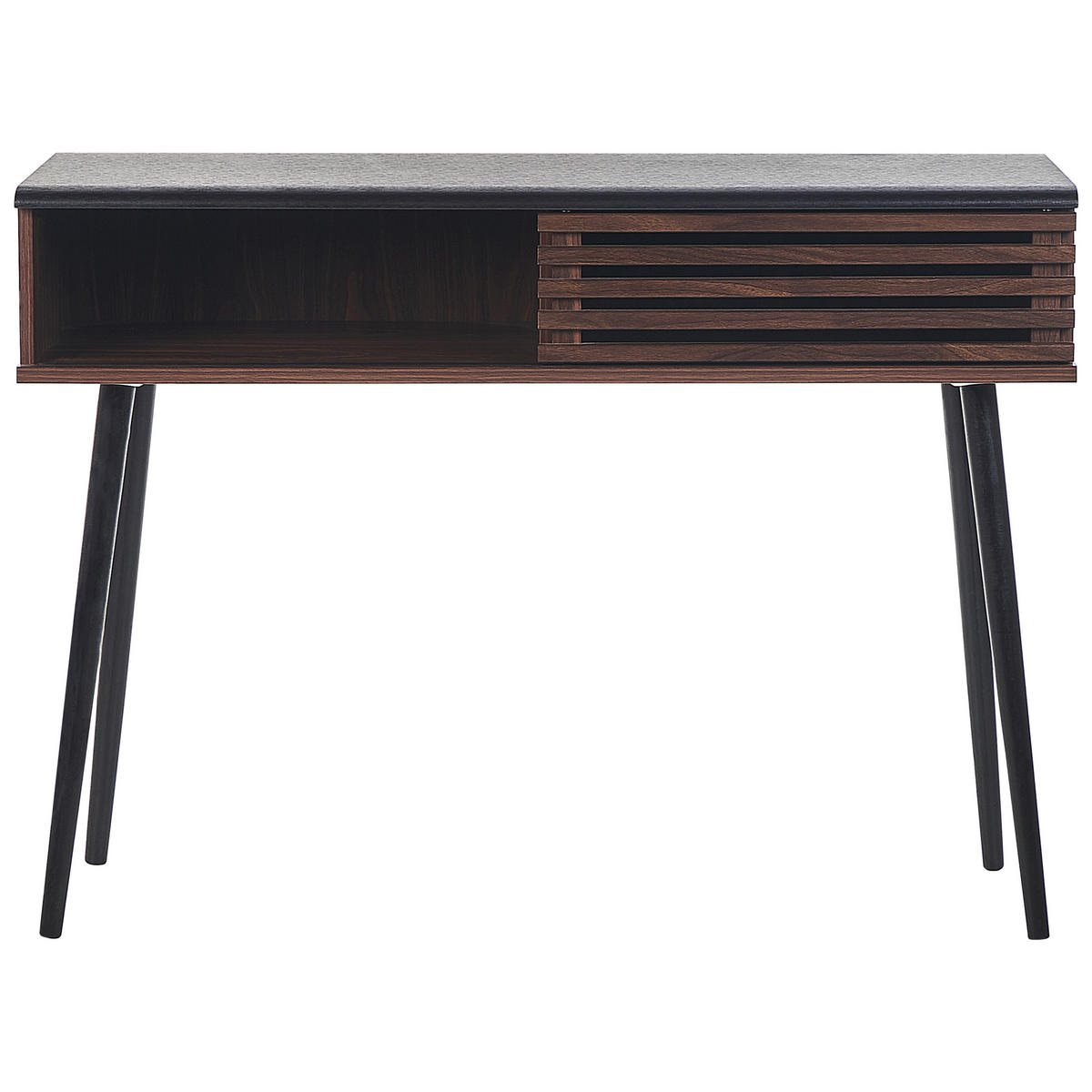 KONSOLENTISCH dunkler Holzfarbton/schwarz Perth - Dunkelbraun/Schwarz, Holzwerkstoff (40/110/80cm) - Beliani