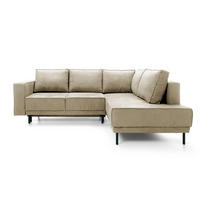 ECKSOFA Rodario Beige Velours - Beige/Schwarz, Textil/Metall (247/187cm) - Selsey