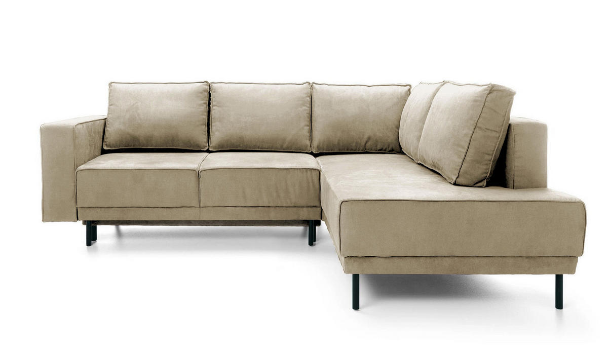 ECKSOFA Rodario Beige Velours - Beige/Schwarz, Textil/Metall (247/187cm) - Selsey