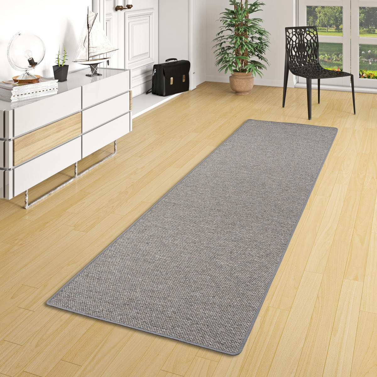 LÄUFER TEPPICH BENTZON FLACHGEWEBE - Blaugrau, Textil (80/320cm) - Snapstyle