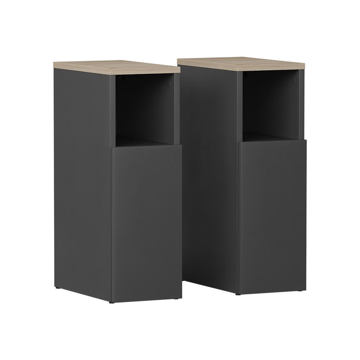 NACHTTISCH Enton Anthrazit/Sonoma 2er set - Anthrazit, Holzwerkstoff (20/59.5/35cm) - Vicco