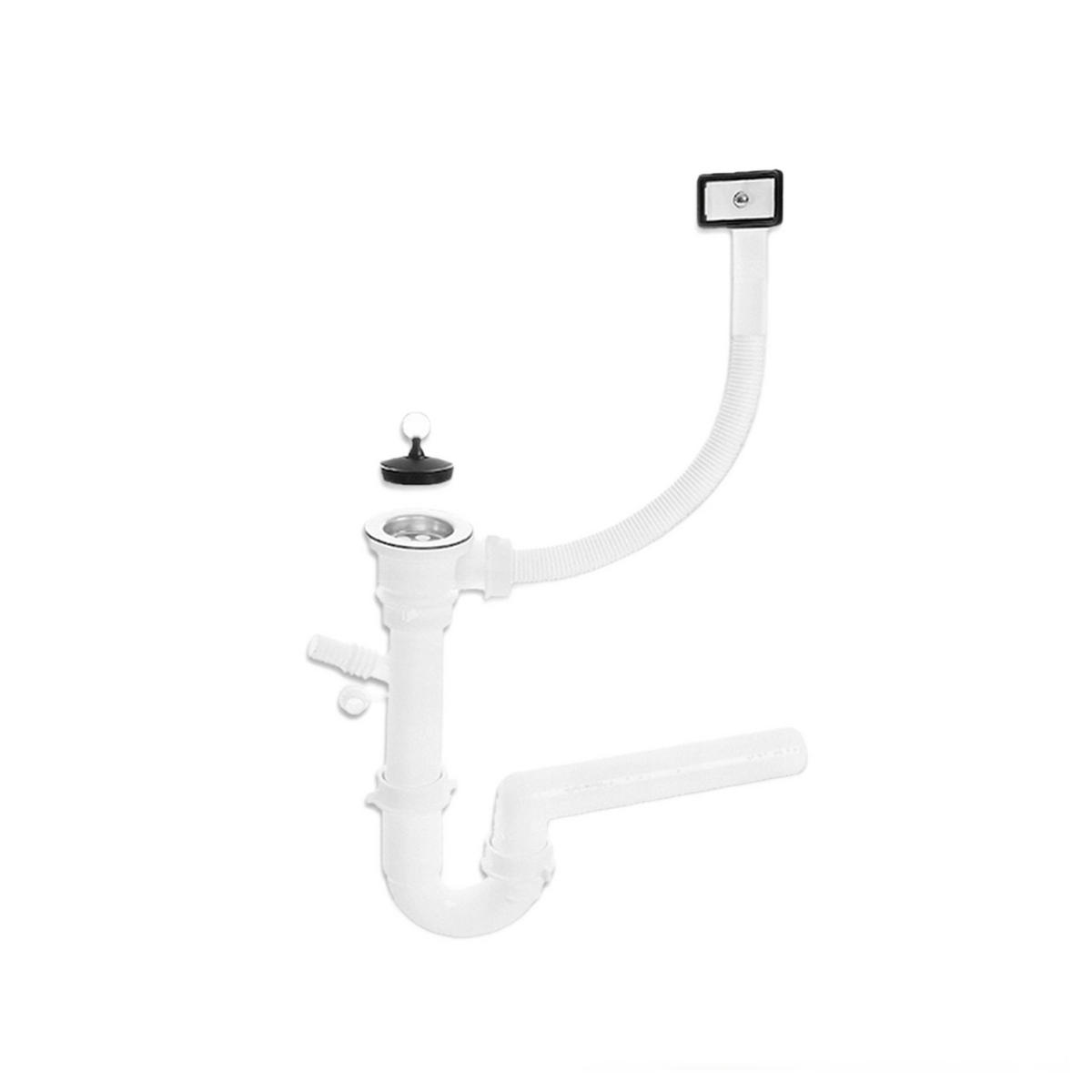 SPÜLUNTERSCHRANK 80cm mit Spüle + Armatur + Siphon Weiß - Weiß, Holzwerkstoff (80/82/50cm) - Stamar