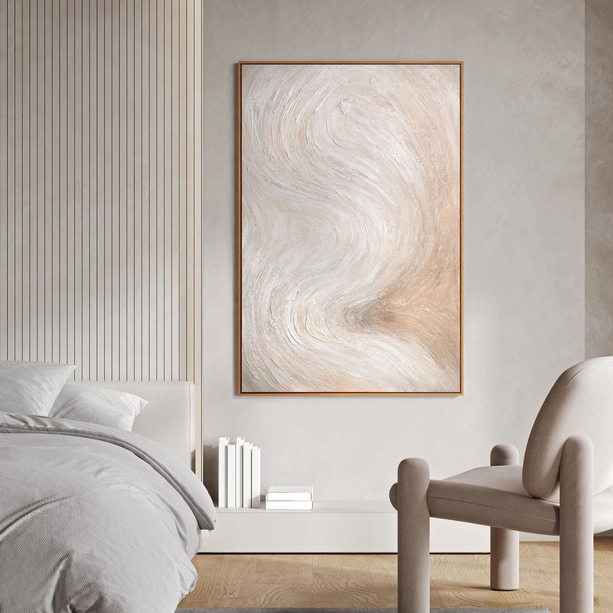 GEMÄLDE Lichtstrom Schattenfugenrahmen Beige 120x80 cm - Beige, Holz (120/80cm) - YS-art gallery