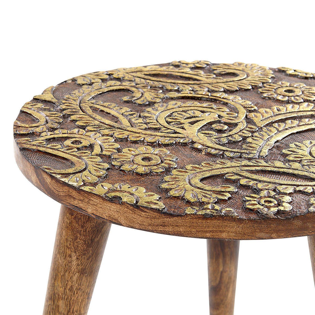 BEISTELLTISCH 2er-Set Rund Holz, Gold Chanpi - Dunkelbraun, Holz (45/45cm) - Beliani