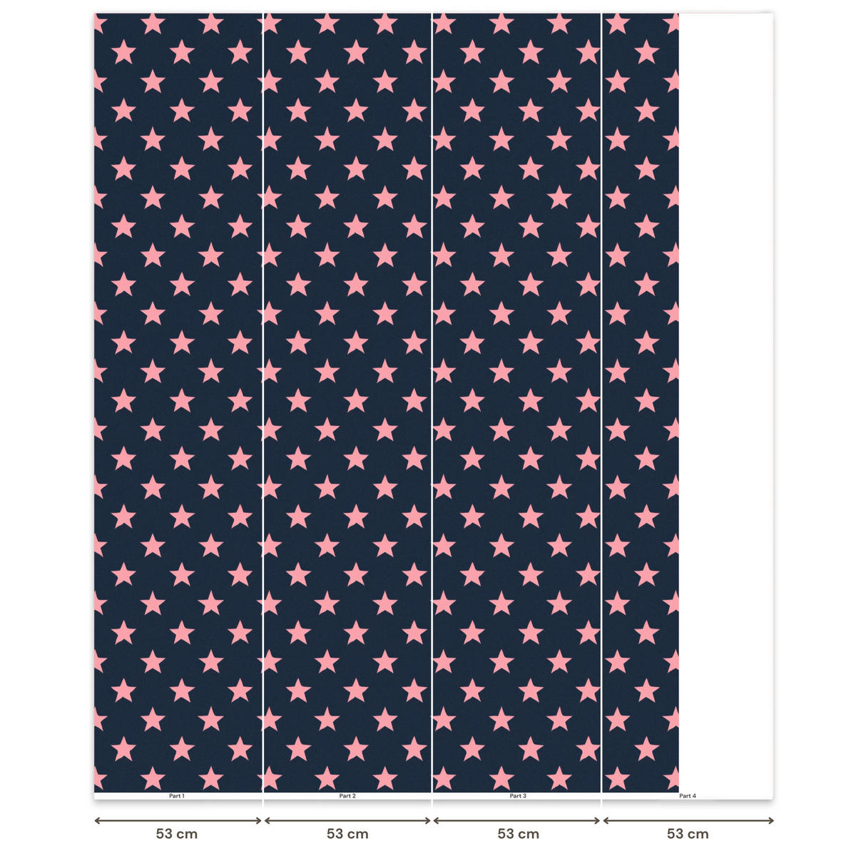 KINDERTAPETE - Muster - Sterne - Rosa - 200x260 cm - Anthrazit, Papier (200/260cm) - OnlyWow