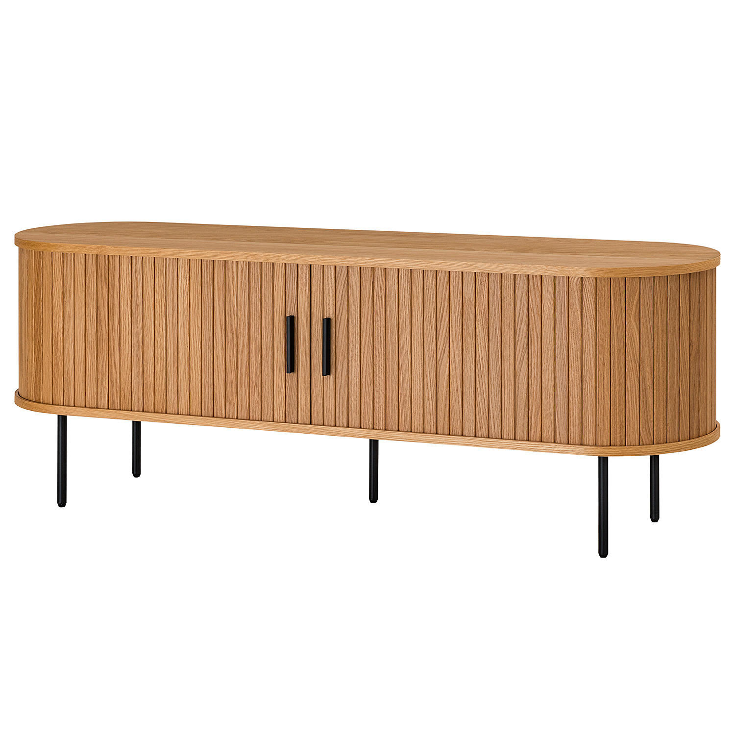 TV-LOWBOARD - Echtholzfurnier - Eichefarben/Schwarz, Holzwerkstoff (150/55/40cm) - home24