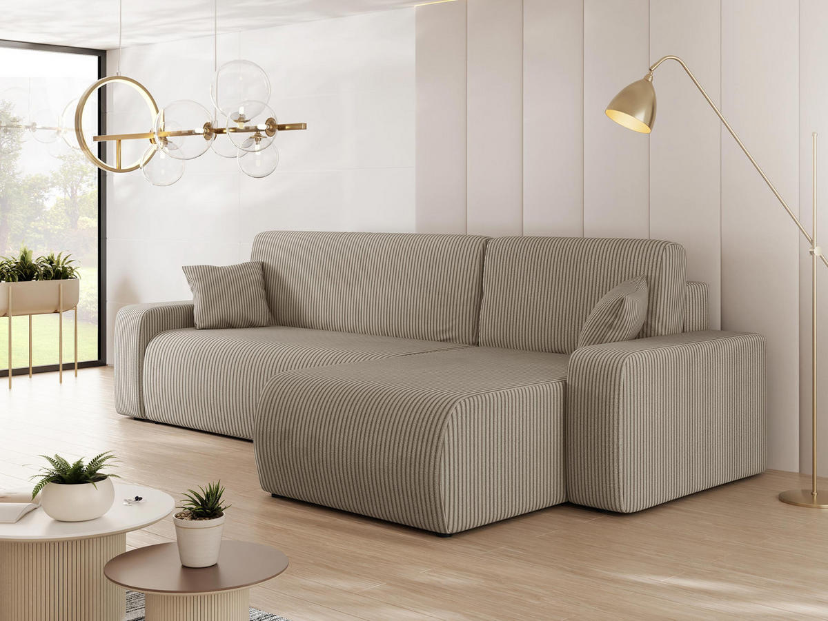 ECKSOFA Piano L Cord - Schwarz/Naturfarben, Holz/Kunststoff (244/145cm) - MIRJAN24