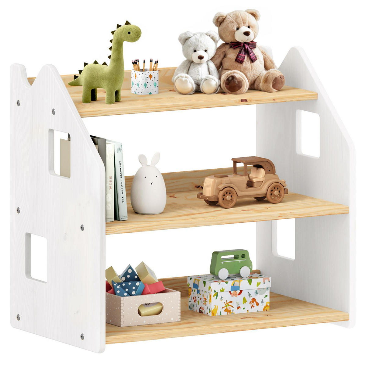 KINDERREGAL YASMIN - Naturfarben/Weiß, Holz (65/60/40cm) - IDIMEX