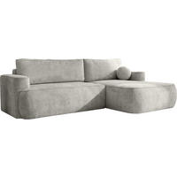 ECKSOFA Marion mit Schlaffunktion & Bettkasten in Chenille Hellgrau, Rechts 267/154/83 cm - Hellgrau/Schwarz, Kunststoff/Textil (267/154cm) - WFL GROUP