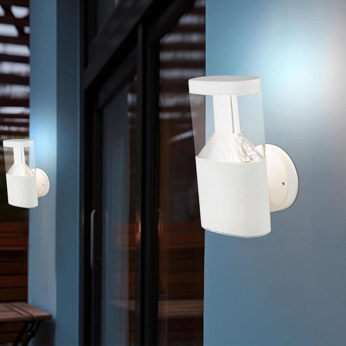 LED AUSSEN-WANDLEUCHTE Edelstahl Weiß 2er Set - Weiß, Metall (6.6/23/12.6cm) - Globo Lighting