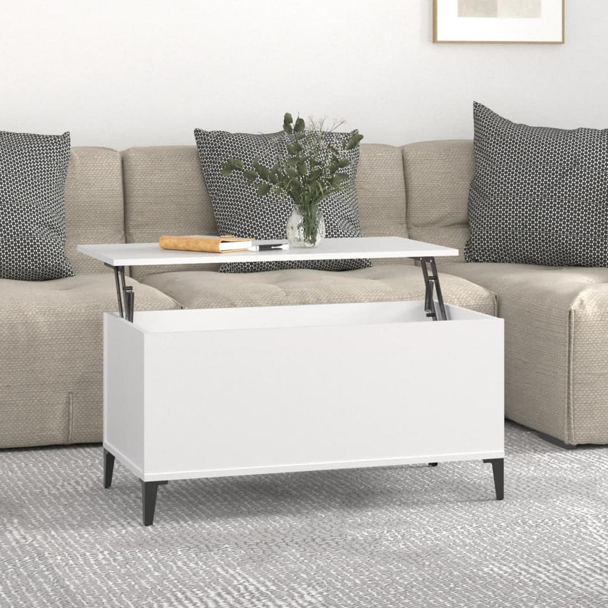 COUCHTISCH Weiß 90x44,5x45 cm Holzwerkstoff - Weiß, Holzwerkstoff (90/44.5/45cm) - furnicato
