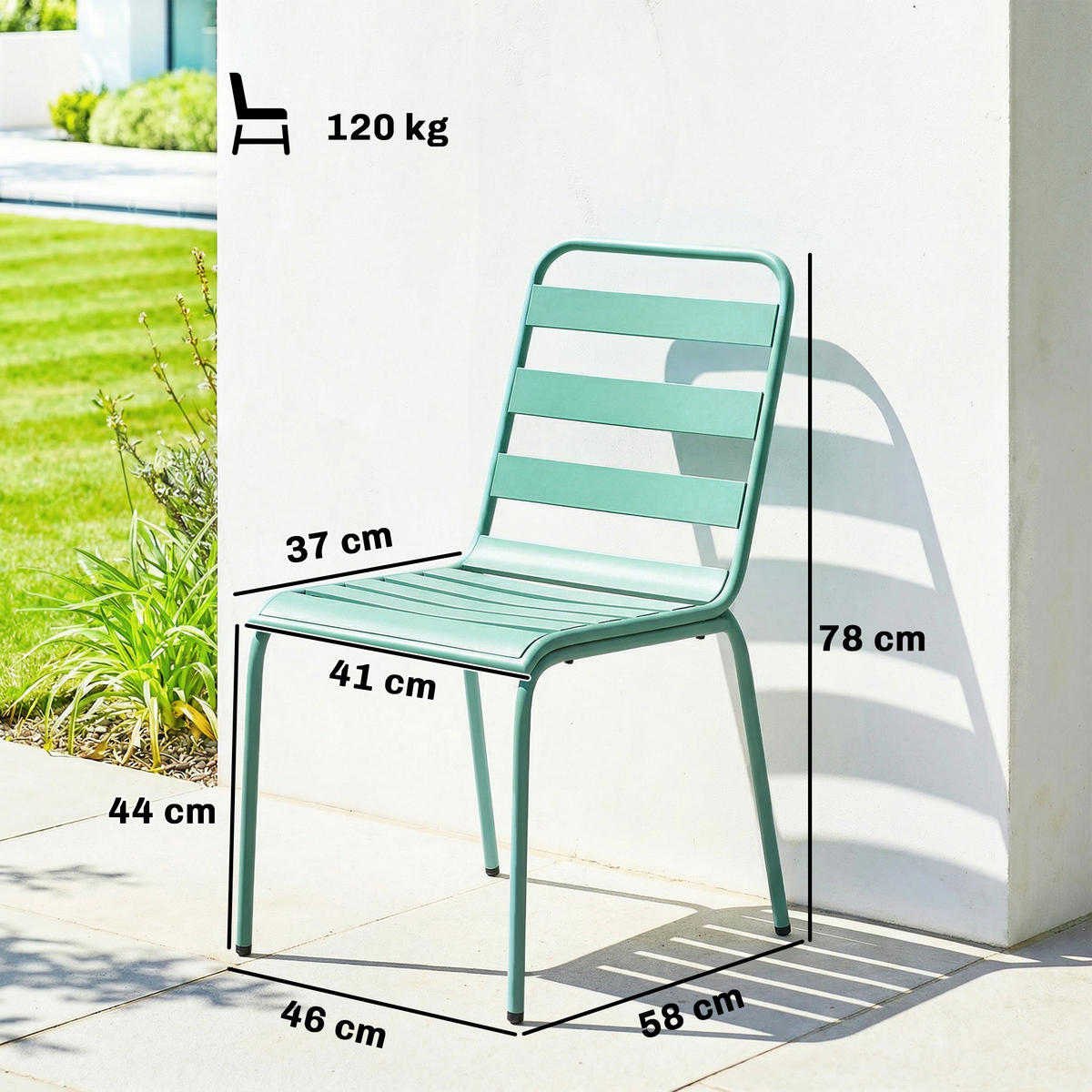 GARTENSTÜHLE 2er-Set DE-13340 stapelbar & Metall Grün - Grün, Metall (46/82/62cm) - ComfortXL