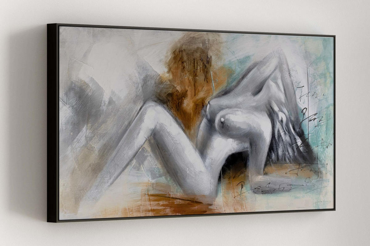 ÖLGEMÄLDE 120/60 cm - Braun/Grau, Holz/Textil (120/60cm) - KUNSTLOFT